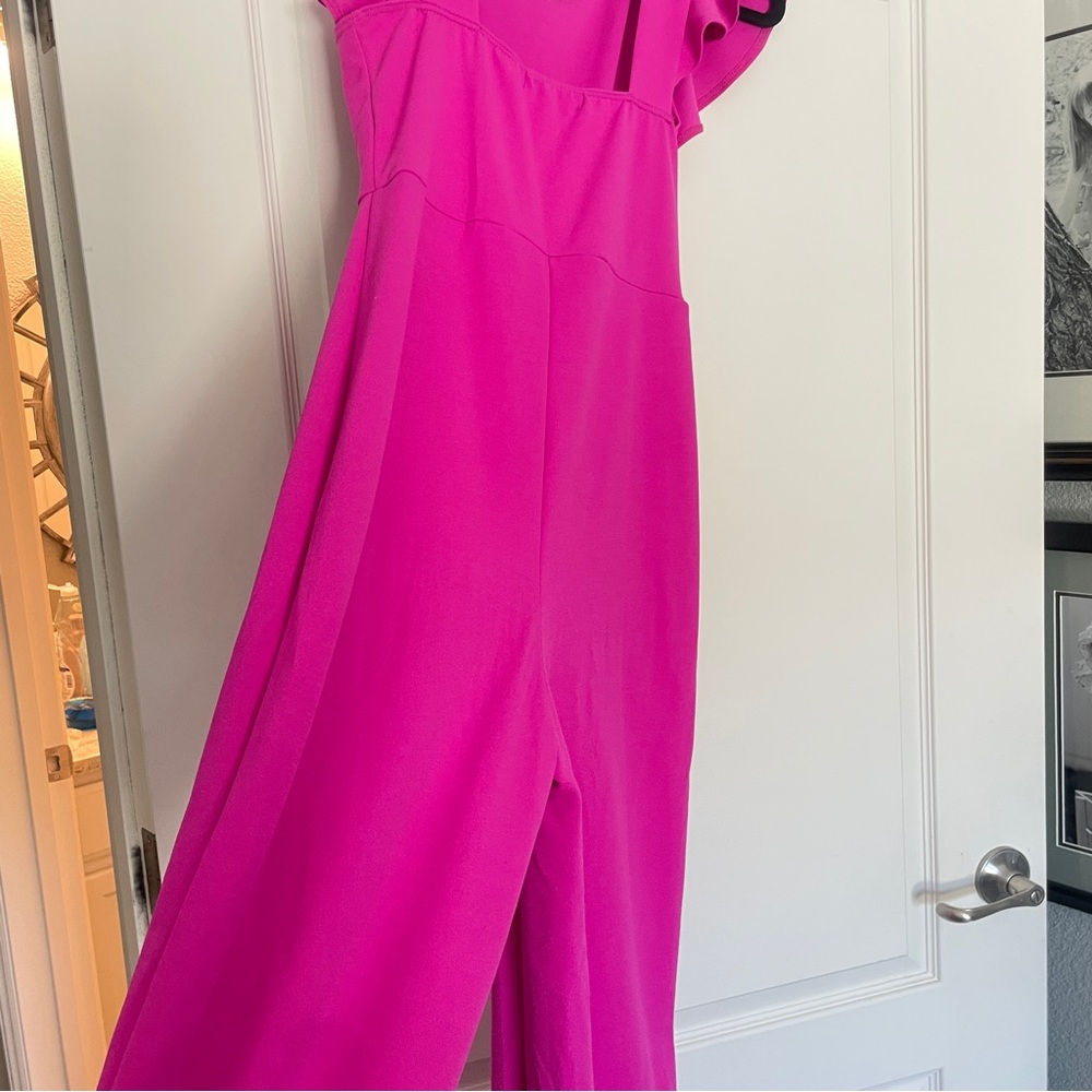 Vibrant Pink 21 SAINTS Ruffle Sleeve Jumpsuit - Picture 7 of 9